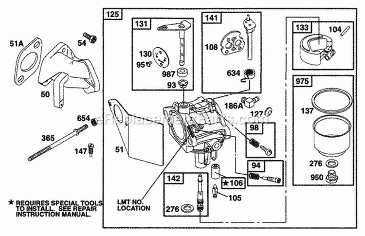 Carburetor Assy Diagram and Parts List for 226432-0101-01  Briggs and Stratton Engine